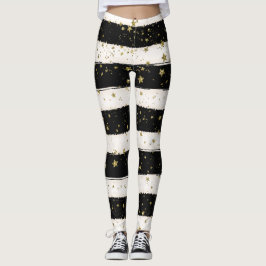 Guld Stars Black and White Rand Leggings