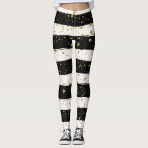 Guld Stars Black and White Rand Leggings