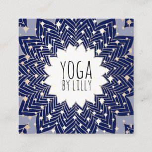Guld Stars Blue Lotus Mandala Flower Fyrkantigt Visitkort