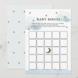 Guld Stars & Clouds Baby Shower Bingo Game Card Inbjudningar