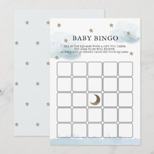 Guld Stars & Clouds Baby Shower Bingo Game Card Inbjudningar