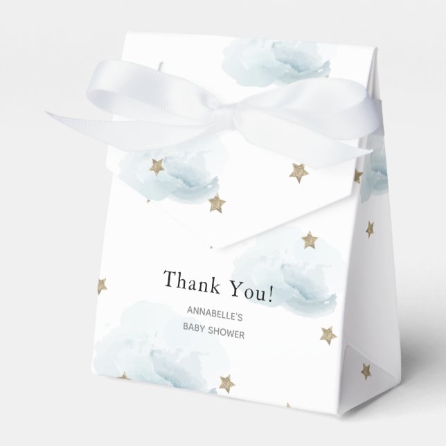 Guld Stars & Clouds Baby Shower Box Box Presentaskar (Framsidan Sidan)