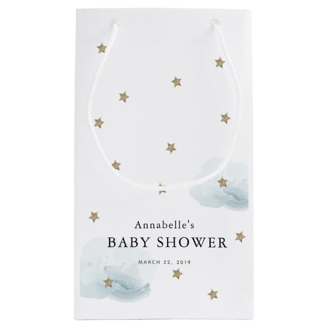Guld Stars & Clouds Baby Shower Gift Bag (Baksidan)