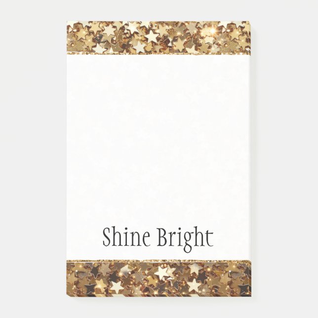 Guld Stars Confetti Glam Post-it Block (Framsida)