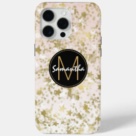 Guld Stars Confetti Peach Monogram