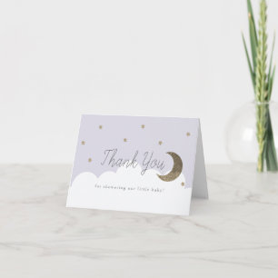 Guld Stars & Crecsent Måne Lavender Baby Shower Tack Kort