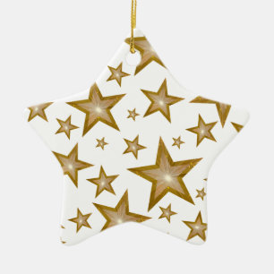 Guld Stars dekoratstjärna vit Julgransprydnad Keramik