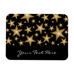 "Guld" Stars "Din text", flexibel magnetsvart Magnet