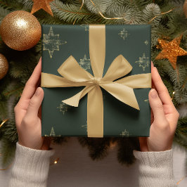 Guld Stars | Djup Grönt | Julgåvor Presentpapper