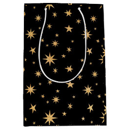 Guld Stars Gift Bag - svart bakgrund
