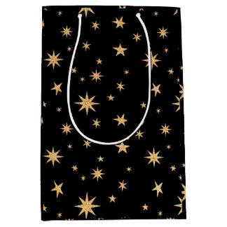 Guld Stars Gift Bag - svart bakgrund