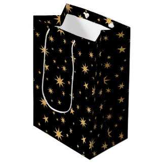 Guld Stars Gift Bag - svart bakgrund