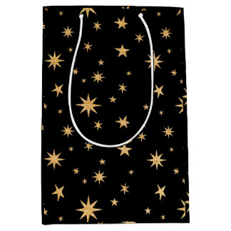 Guld Stars Gift Bag - svart bakgrund