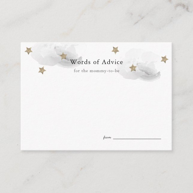 Guld Stars & Grått Clouds Baby Shower Adapter Tilläggskort (Framsida)