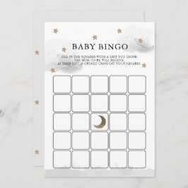 Guld Stars Grått Clouds Baby Shower Bingo Game Car Inbjudningar