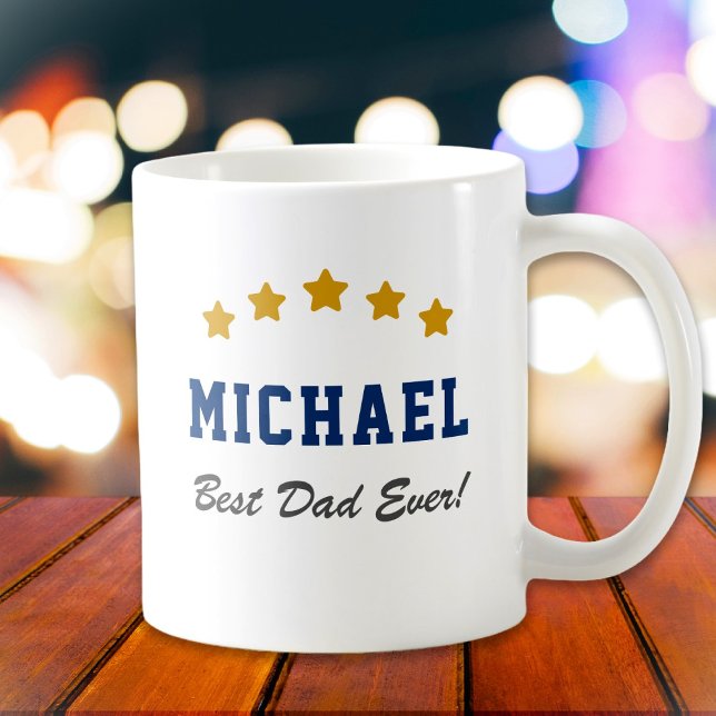 Guld Stars i Anpassningsbar om bästa Pappa någonsi Kaffemugg (Skapare uppladdad)