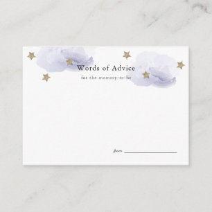 Guld Stars & lavender Clouds Baby Shower Advice Tilläggskort