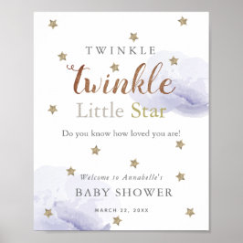 Guld Stars & Lavender Clouds Baby Shower Välkommen Poster