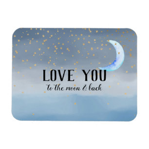Guld Stars Måne Blue Ombre Magnet