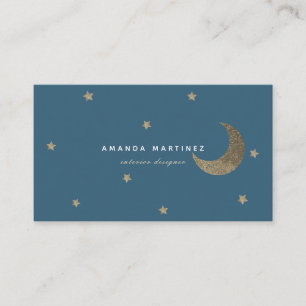 Guld Stars & Måne Midnight Blue Affärskort Visitkort