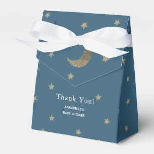 Guld Stars & Måne Navy Blue Baby Shower Box Presentaskar