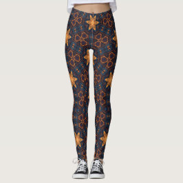 Guld Stars med blå bakgrund Leggings