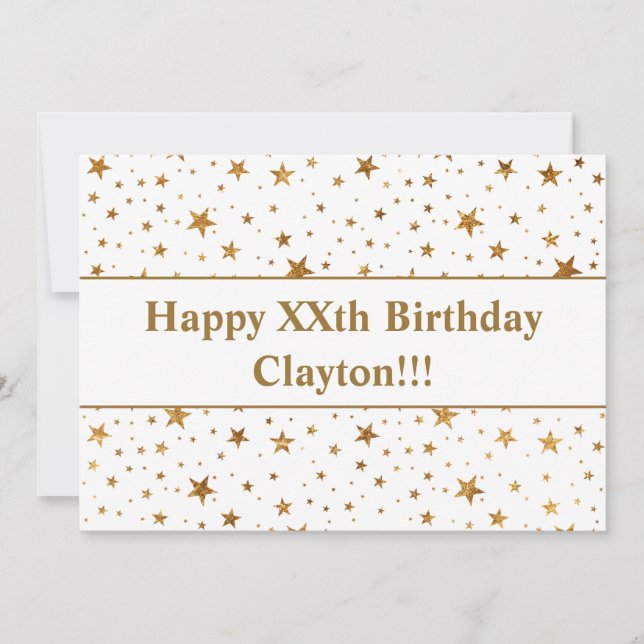 Guld stars med meddelandefödelsedag inbjudningar (Framsida)