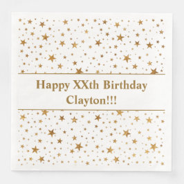 Guld stars med meddelandefödelsedag pappersservett