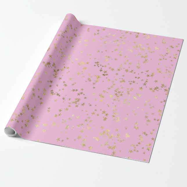 Guld Stars minimalistiska Elegant Presentpapper (Utrullad)