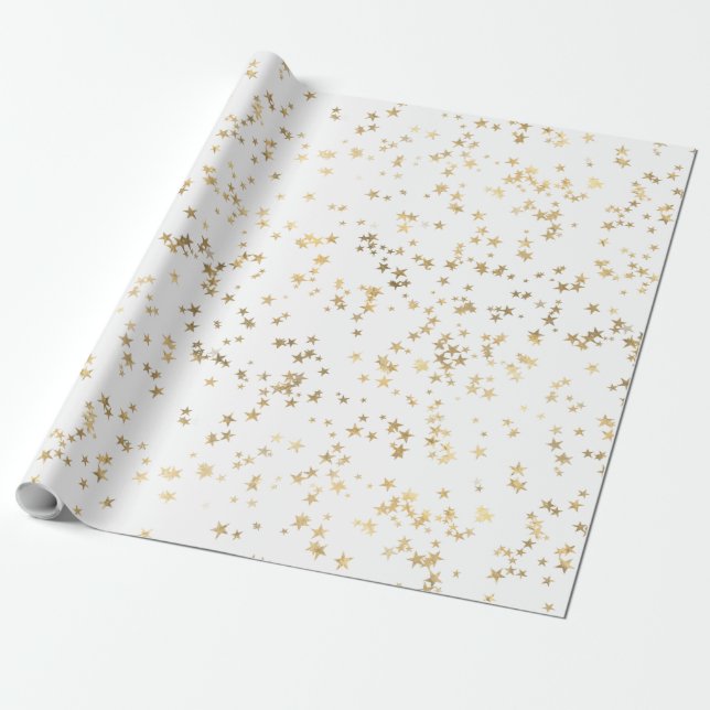 Guld Stars minimalistiska Elegant Presentpapper (Utrullad)