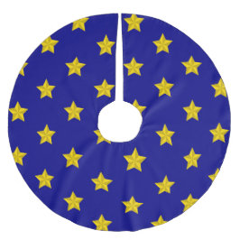 Guld Stars Mönster, marinblått, Exklusiv Julgransmatta Borstad Polyester
