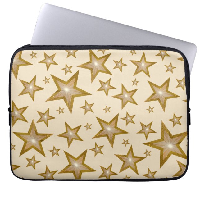 ’Guld’ Stars neoprene laptop sleeve 13’ kräm (Framsidan)