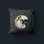 Guld Stars Night Celestial Sunburst Måne Photo Kudde<br><div class="desc">Guld Stars Night Celestial Sunburst Måne Photo Pillow.</div>