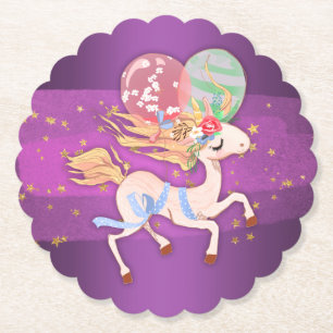 Guld Stars och Lila Unicorn Underlägg Papper