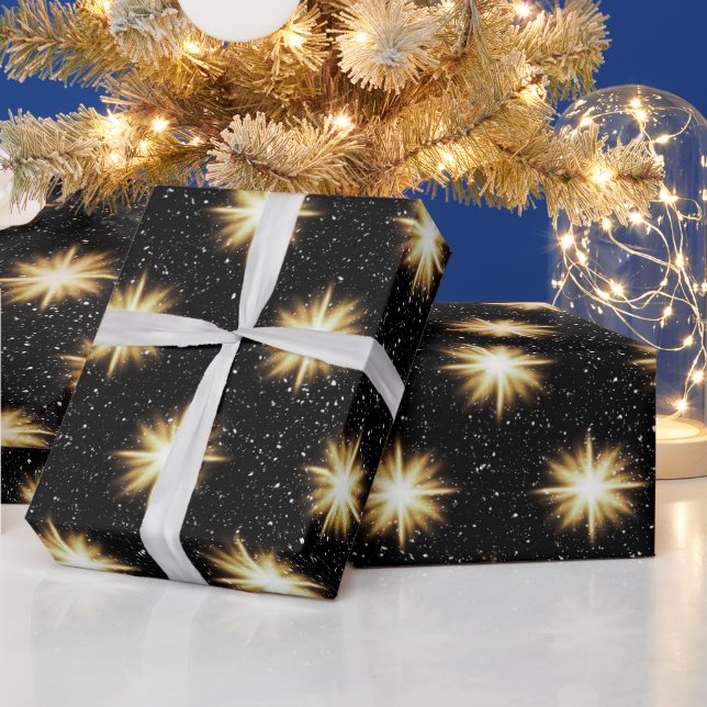 Guld Stars och Snöflingor Presentpapper (Helgdagar)