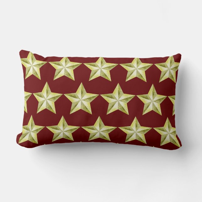 Guld Stars på Red Lumbar Pillow Lumbarkudde (Framsida)