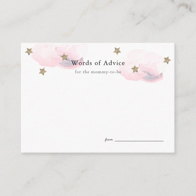 Guld Stars & Rosa Clouds Baby Shower Adapter Tilläggskort (Framsida)