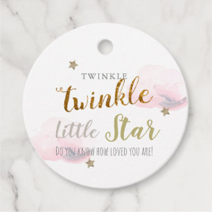 Guld Stars & Rosa Clouds Baby Shower Tack Gåvor Etiketter