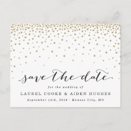 Guld Stars Rustic Modern Spara datumet Meddelande Vykort