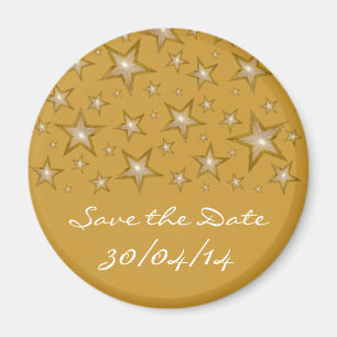 Guld Stars "Save Date"-kylskåpet guld Magnet