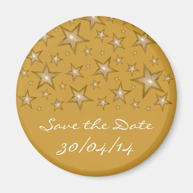 Guld Stars "Save Date"-kylskåpet guld Magnet (Framsidan)