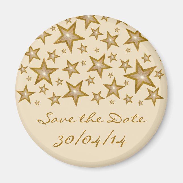 Guld Stars "Save the Date", kylmagnetkräm Magnet (Framsidan)