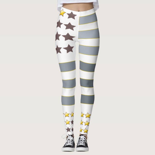 Guld Stars Silver Rand Leggings (Framsida)