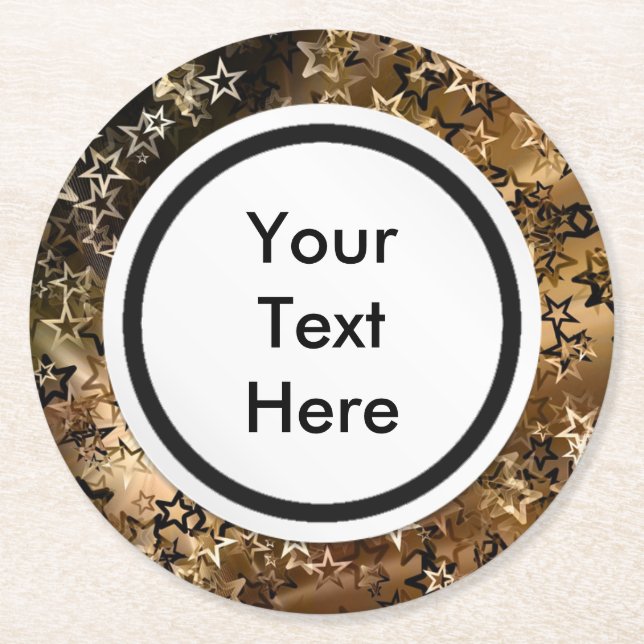 Guld Stars Underlägg Papper Rund (Framsidan)