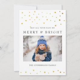 Guld Start Merry och Bright Photo Helgdag Card Julkort