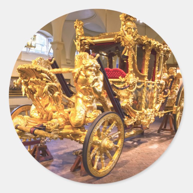 Guld State Coach London Runt Klistermärke (Framsida)