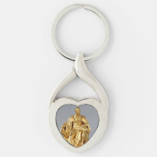 Guld Statue Hjärtnyckelring Twisted Heart Silverfärgad Nyckelring