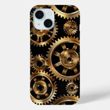 Guld Steampunk Kugghjul Telefonfodral
