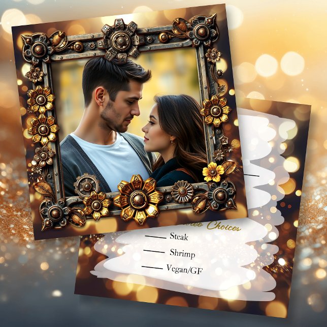 Guld Steampunk Personlig Bröllop OSA Spara Datumet (Skapare uppladdad)