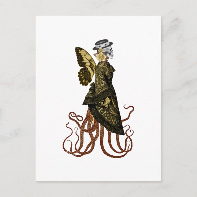 Guld SteamPunk-serie Design 5  Vykort (Framsida)